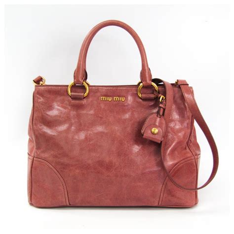 Sac à main en cuir vitello Miu Miu Rose en Cuir 